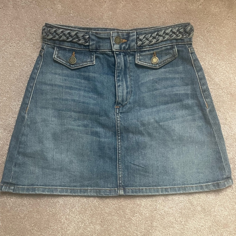 Ramy Brook Indigo Mini Skirt with Braided Detail